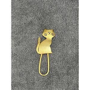 Vintage Retro Cat Scarf Pin Brooch Gold Tone 50's-60's